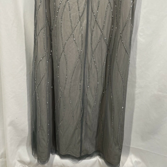 NEW Adrianna Papell [ 8 ] Beaded Blouson Gown in Pewter Silver‎ - Picture 11 of 12